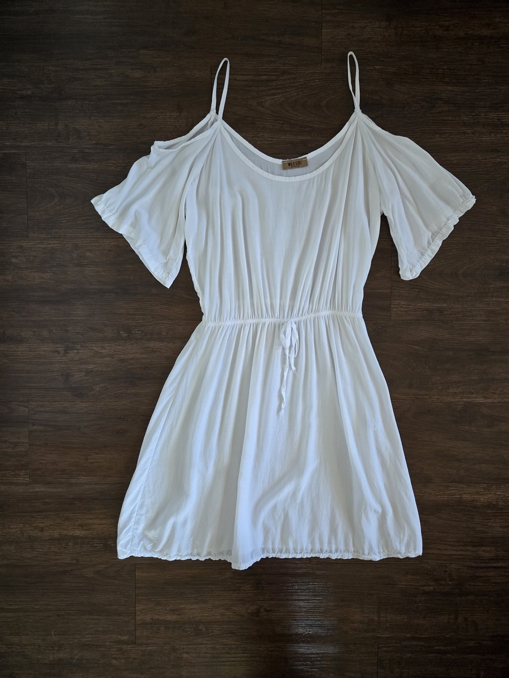 White Cold-Shoulder Tie-Waist Swimsuit Cover Up Dress Made In Italy